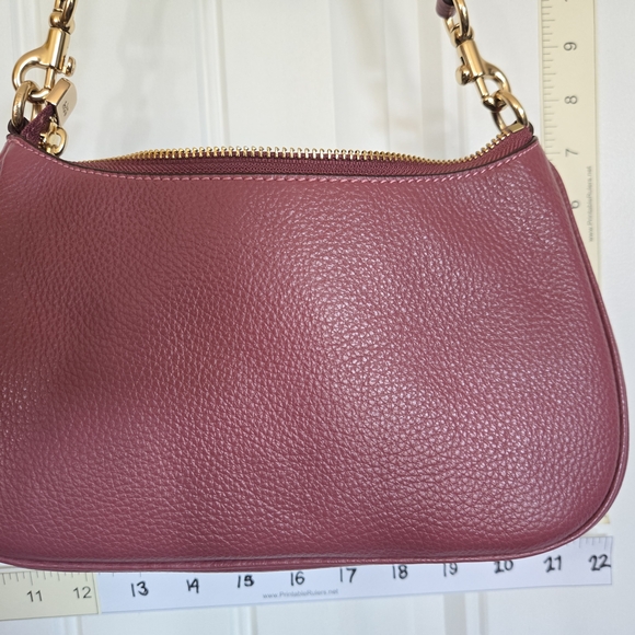 Coach Raspberry Pebbled Leather Shoulder Bag - Picture 3 of 6